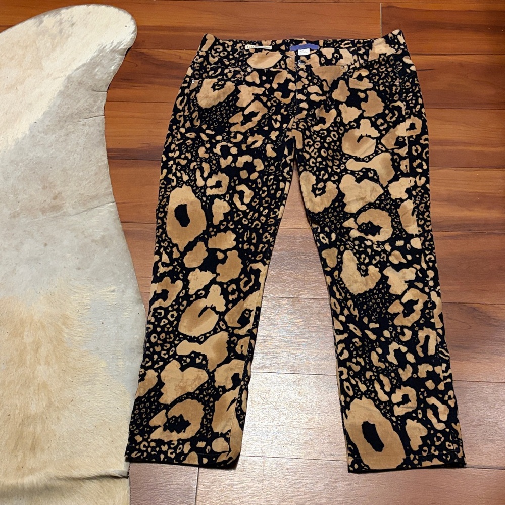 Les Copains Denim Collection Leopard Print Pants Sz 48